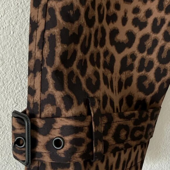 Rebecca Minkoff Women’s Leopard Print Trench Coat Belted Long Size Medium - Picture 7 of 16